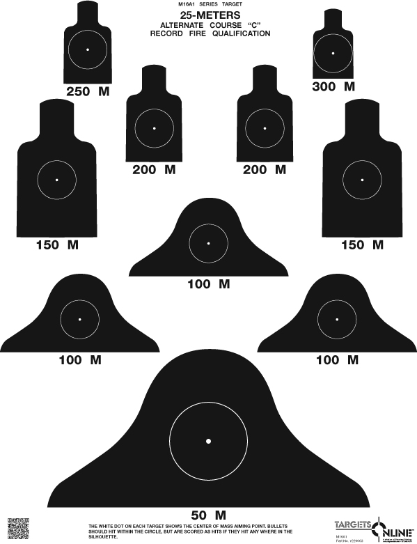 M16A1 25m Qualification Target - Card Stock